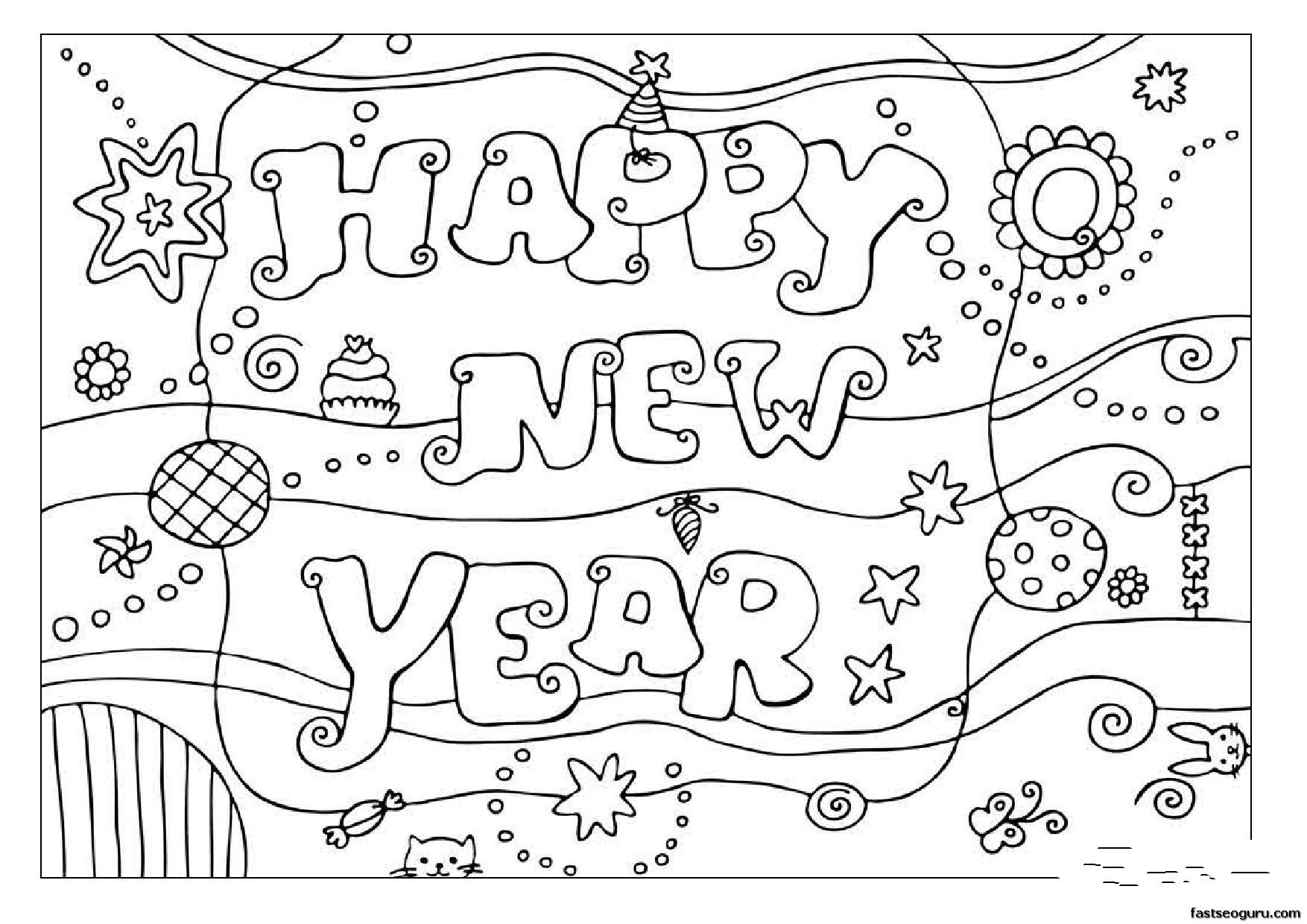 Happy New Year 2013 Colouring Pages
